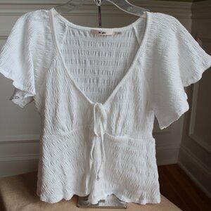 Francesca's White V Neck Blouse